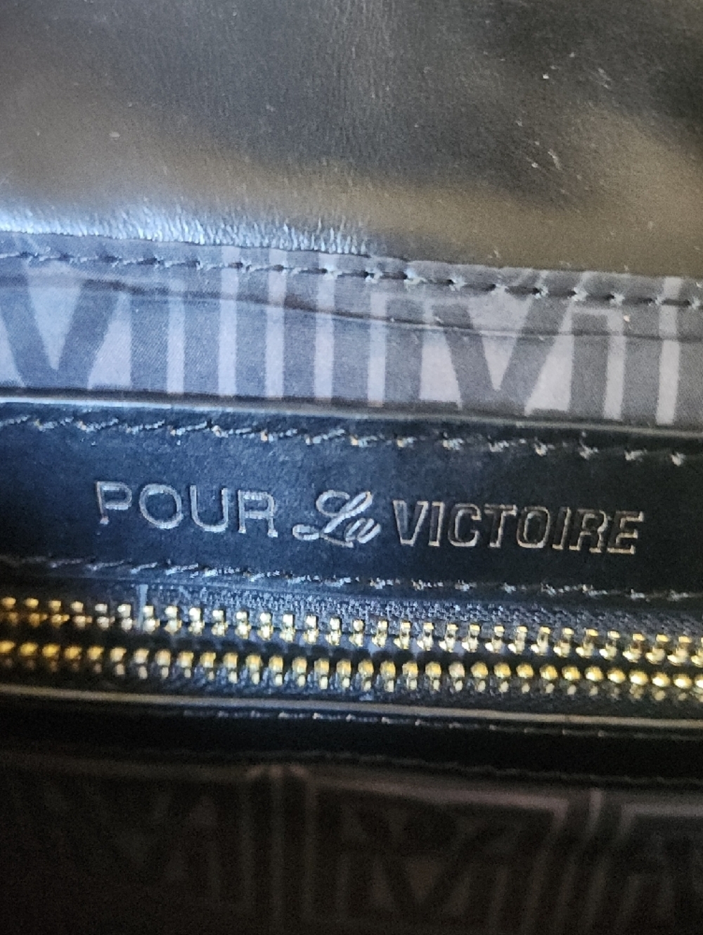 Pour La Victoire Black Leather Envelope Clutch Belt Detail Foldover Handbag - Picture 8 of 9